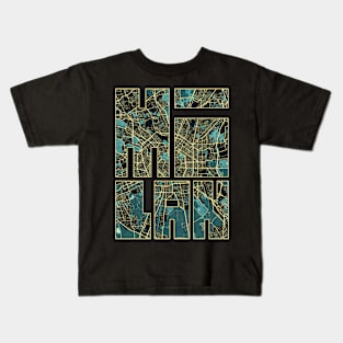 Milan, Italy City Map Typography - Summer Kids T-Shirt